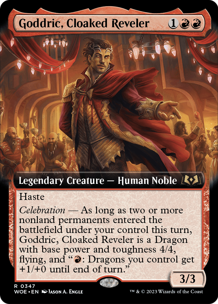 Goddric, Cloaked Reveler (Extended Art) (WOE-347) [Wilds of Eldraine] Foil