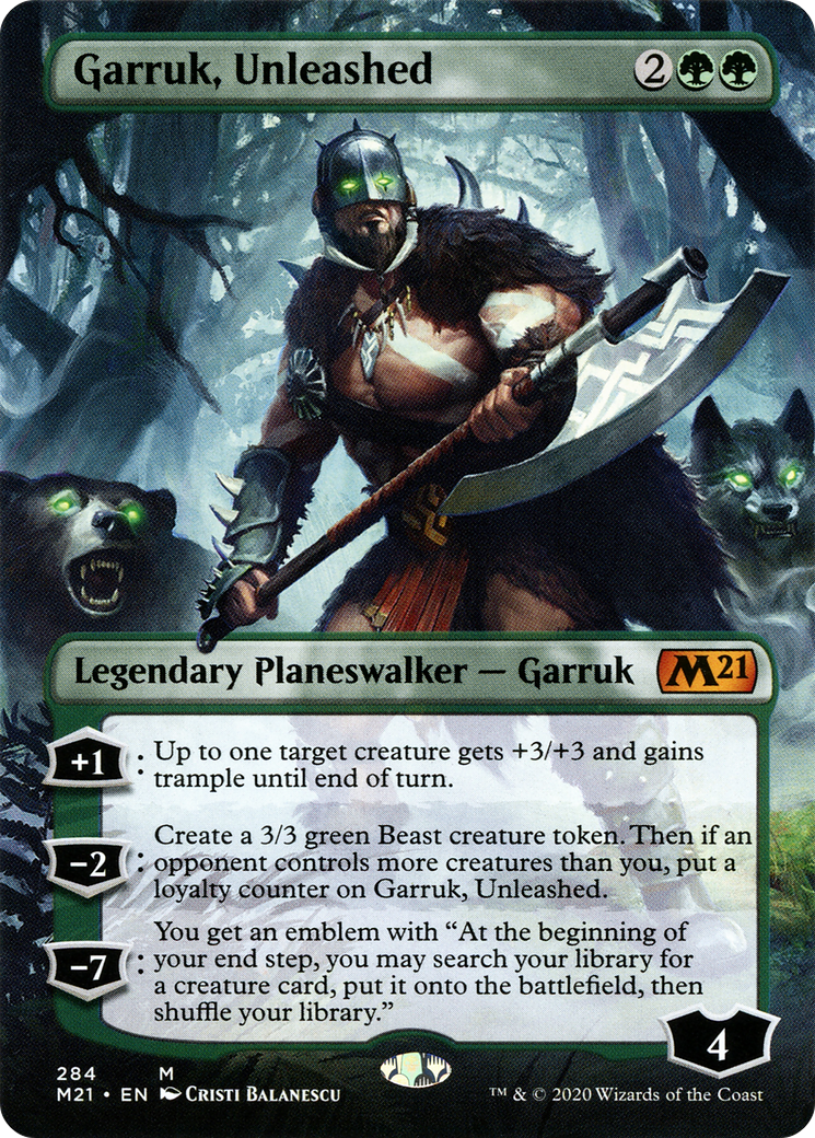 Garruk, Unleashed (Borderless) (M21-284) [Core Set 2021] Foil