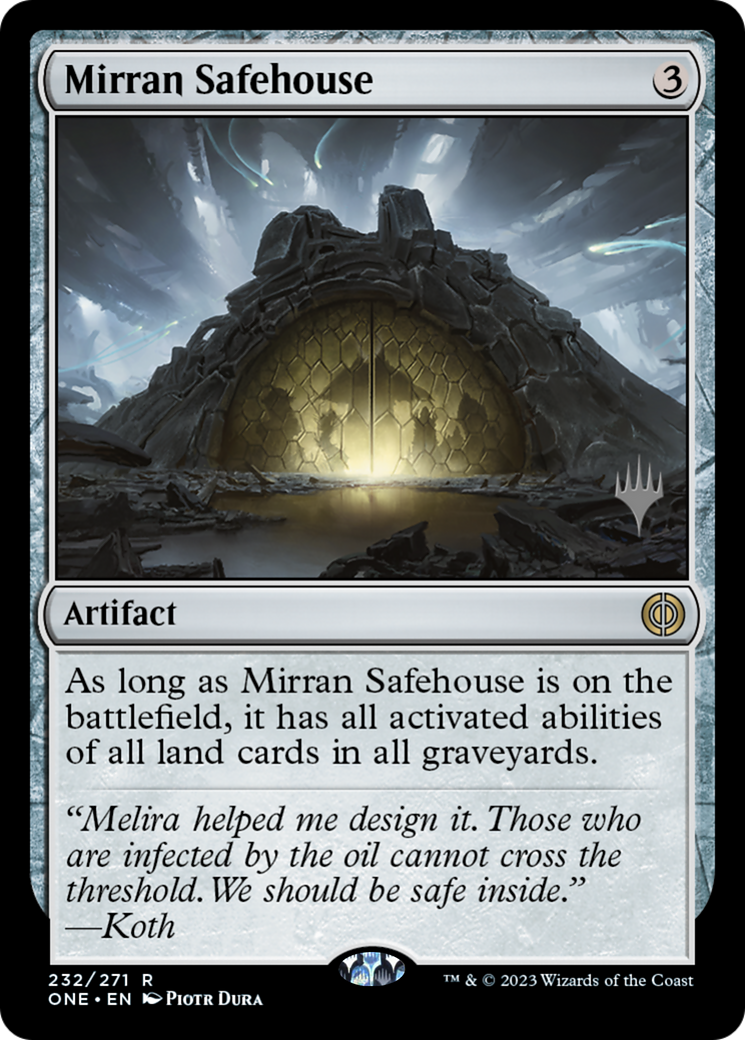Mirran Safehouse (PPONE-232) [Promo Pack: Phyrexia: All Will Be One Promos] Foil