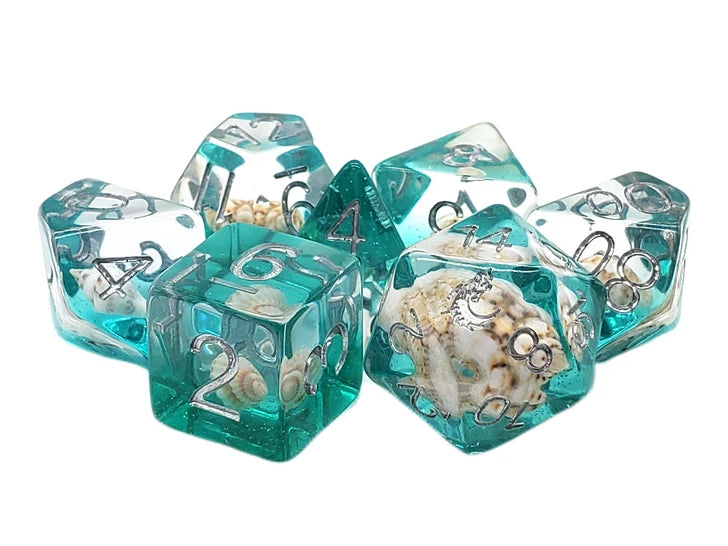 Old School Dice - Infused: Beach Party - Aqua 7 Die Set