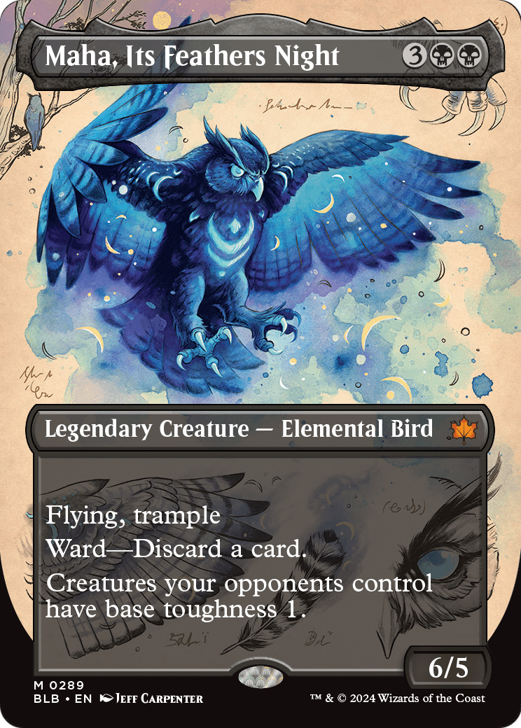 Maha, Its Feather Night (Borderless) (BLB-289) [Bloomburrow] Foil
