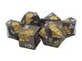Old School Dice - Nine Lives: Black w/ Gold Metal 7 Die Set