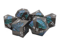 Old School Dice - Nine Lives: Black w/ Green Metal 7 Die Set