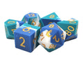 Old School Dice - Blue, White, & Teal Silicone 7-Piece Dice Set