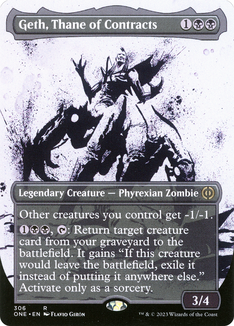 Geth, Thane of Contracts (Showcase) (ONE-306) (Borderless) [Phyrexia: All Will Be One] Foil