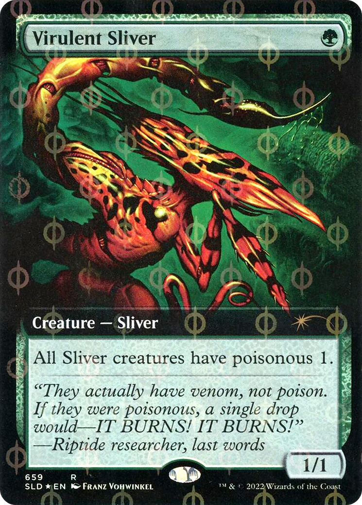 Virulent Sliver (Extended Art) (Step-and-Compleat Foil) (SLD-659) [Secret Lair Drop] Foil