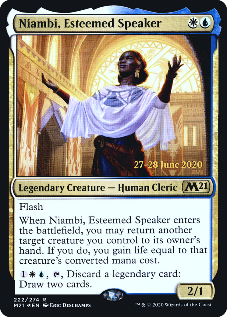 Niambi, Esteemed Speaker (PRE-222) [Core Set 2021 Promos] Foil