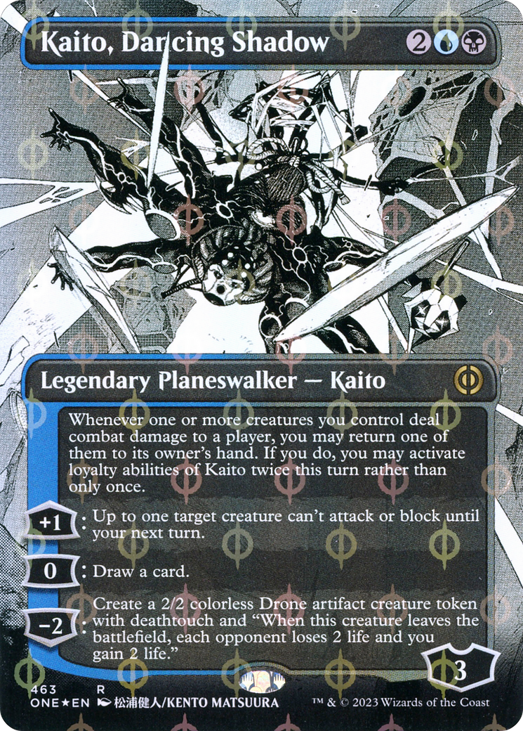 Kaito, Dancing Shadow (Borderless) (Step-and-Compleat Foil) (ONE-463) (Showcase) [Phyrexia: All Will Be One] Foil