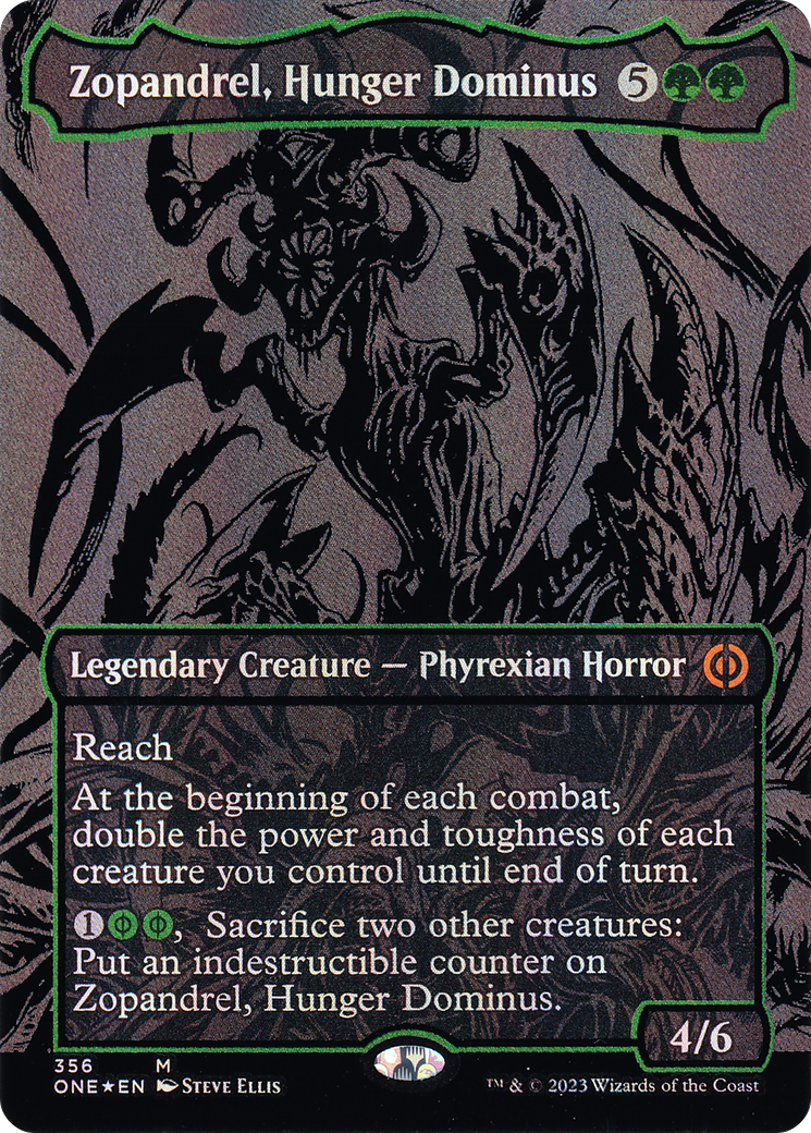 Zopandrel, Hunger Dominus (Oil Slick Raised Foil) (ONE-356) (Borderless) [Phyrexia: All Will Be One] Foil