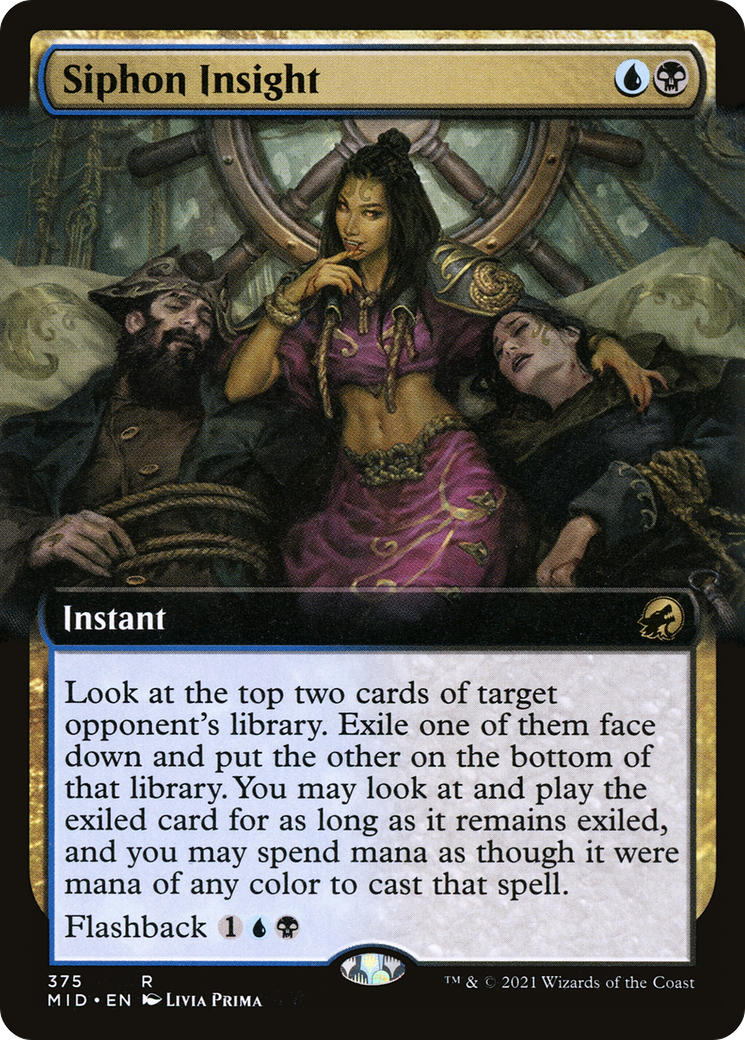 Siphon Insight (Extended Art) (MID-375) [Innistrad: Midnight Hunt] Foil