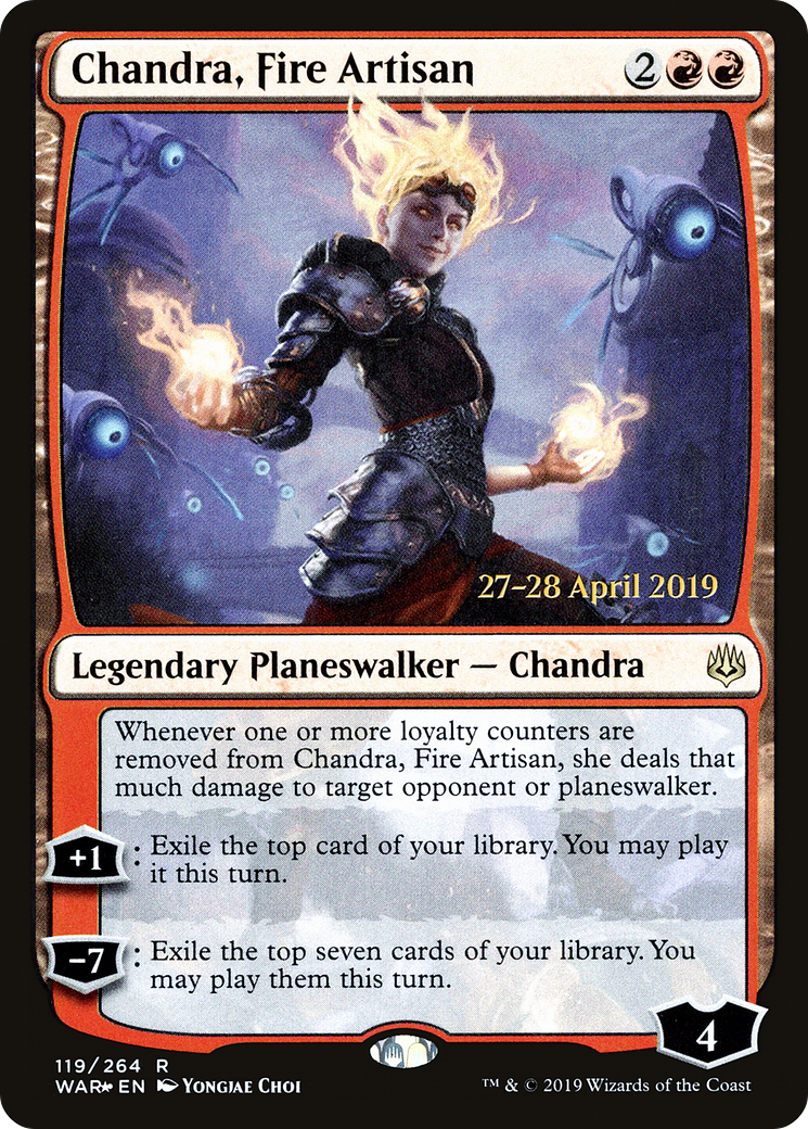 Chandra, Fire Artisan (PRE-119) [War of the Spark Promos] Foil