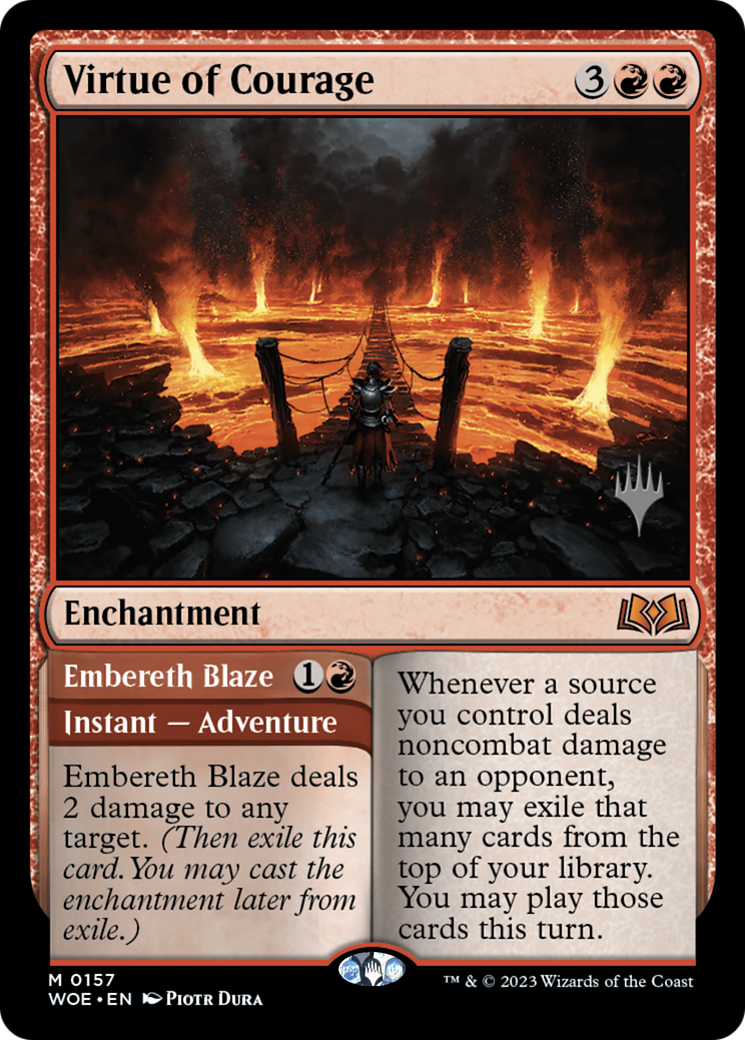 Virtue of Courage (PPWOE-157) [Promo Pack: Wilds of Eldraine Promos] Foil