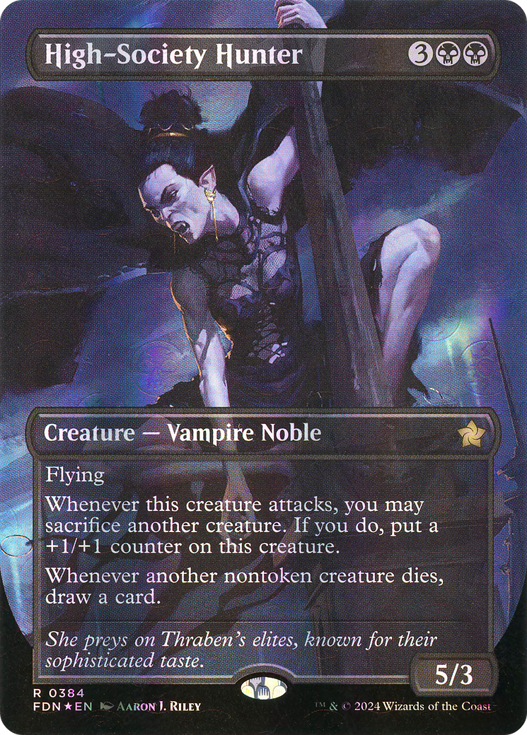 High-Society Hunter (Borderless) (Mana Foil) (FDN-384) [Foundations] Foil