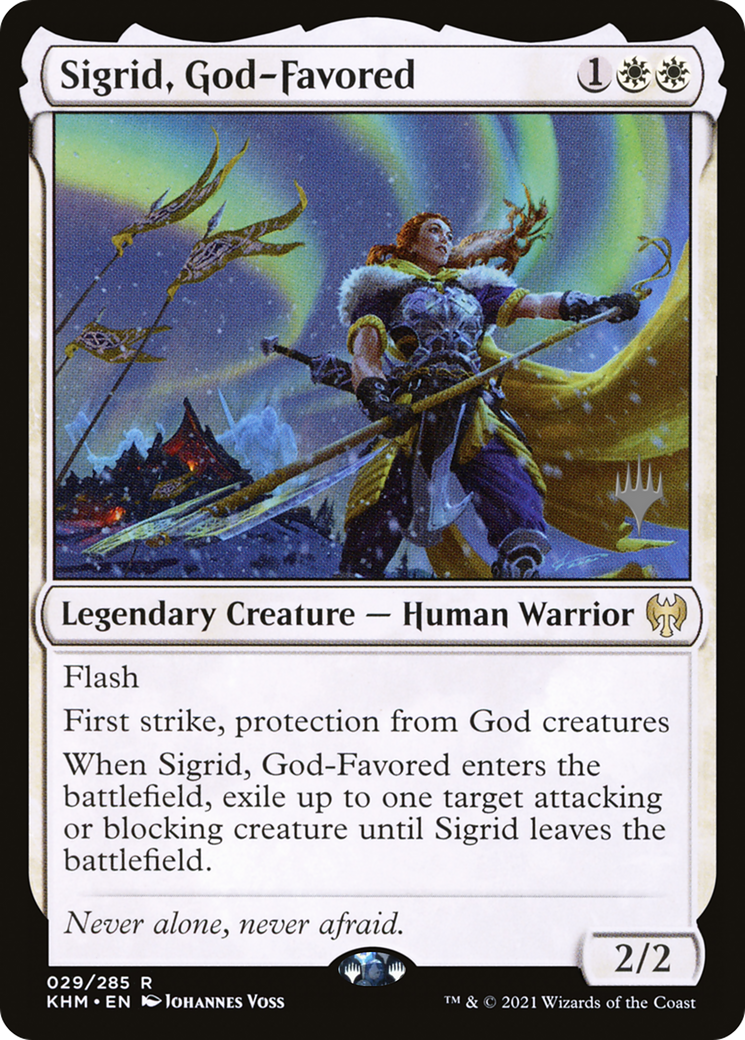 Sigrid, God-Favored (PPKHM-029) [Promo Pack: Kaldheim Promos] Foil