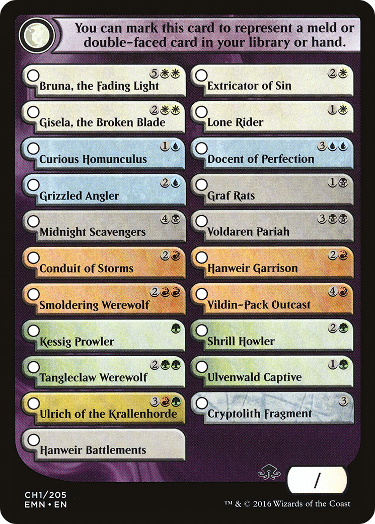 Checklist Card - Eldritch Moon (EMN-001) [Eldritch Moon Tokens]