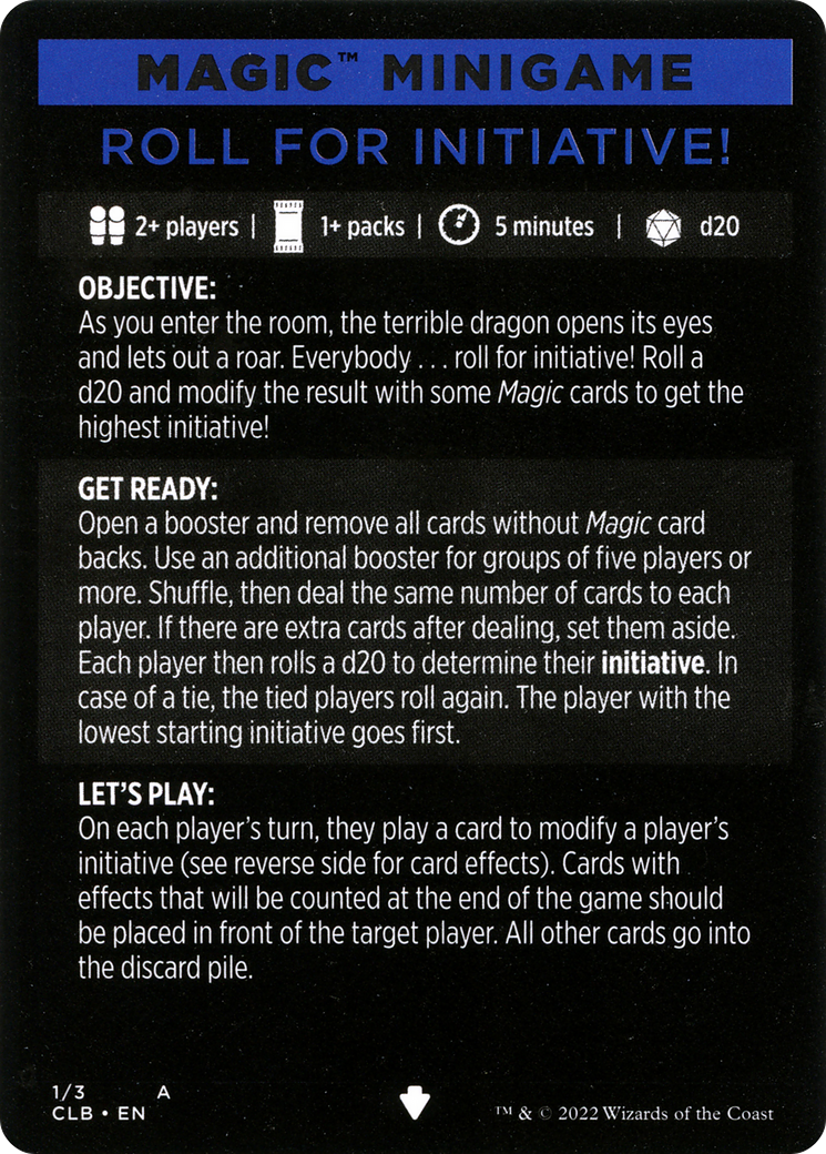 Roll for Initiative // Roll for Initiative (cont'd) (MCLB-001) [Commander Legends: Battle for Baldur's Gate Minigames]