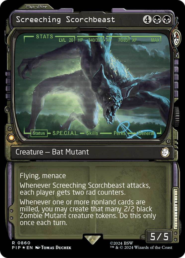 Screeching Scorchbeast (Showcase) (Surge Foil) (PIP-860) [Fallout] Foil
