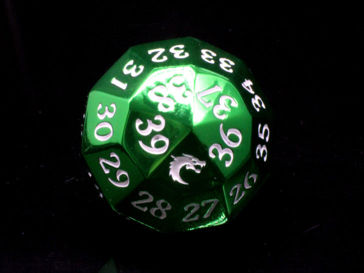 Old School Dice - Metal Spindown d40 - Electric Green
