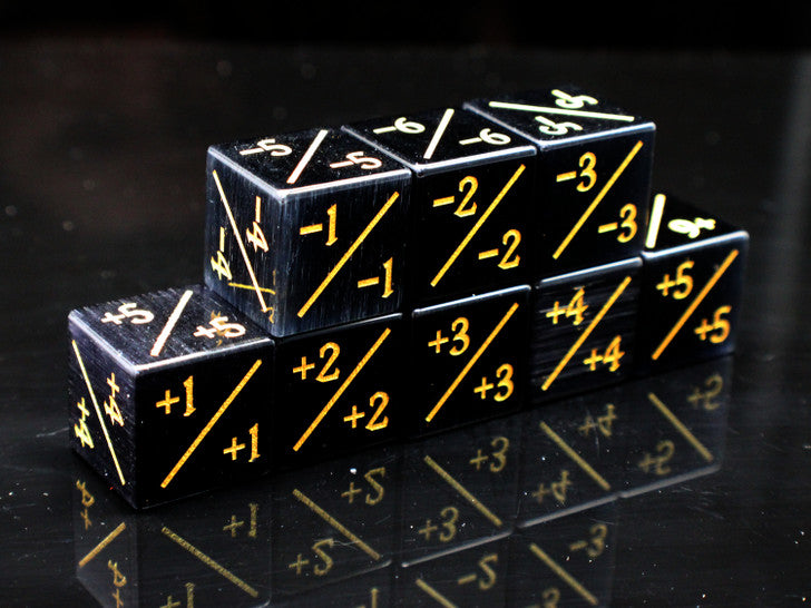 Old School Dice - Gemstone +/- Counter Dice - Black