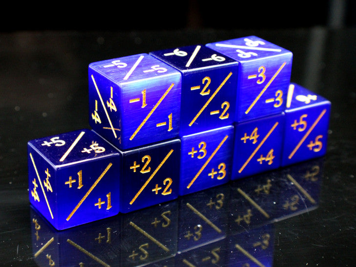 Old School Dice - Gemstone +/- Counter Dice - Blue