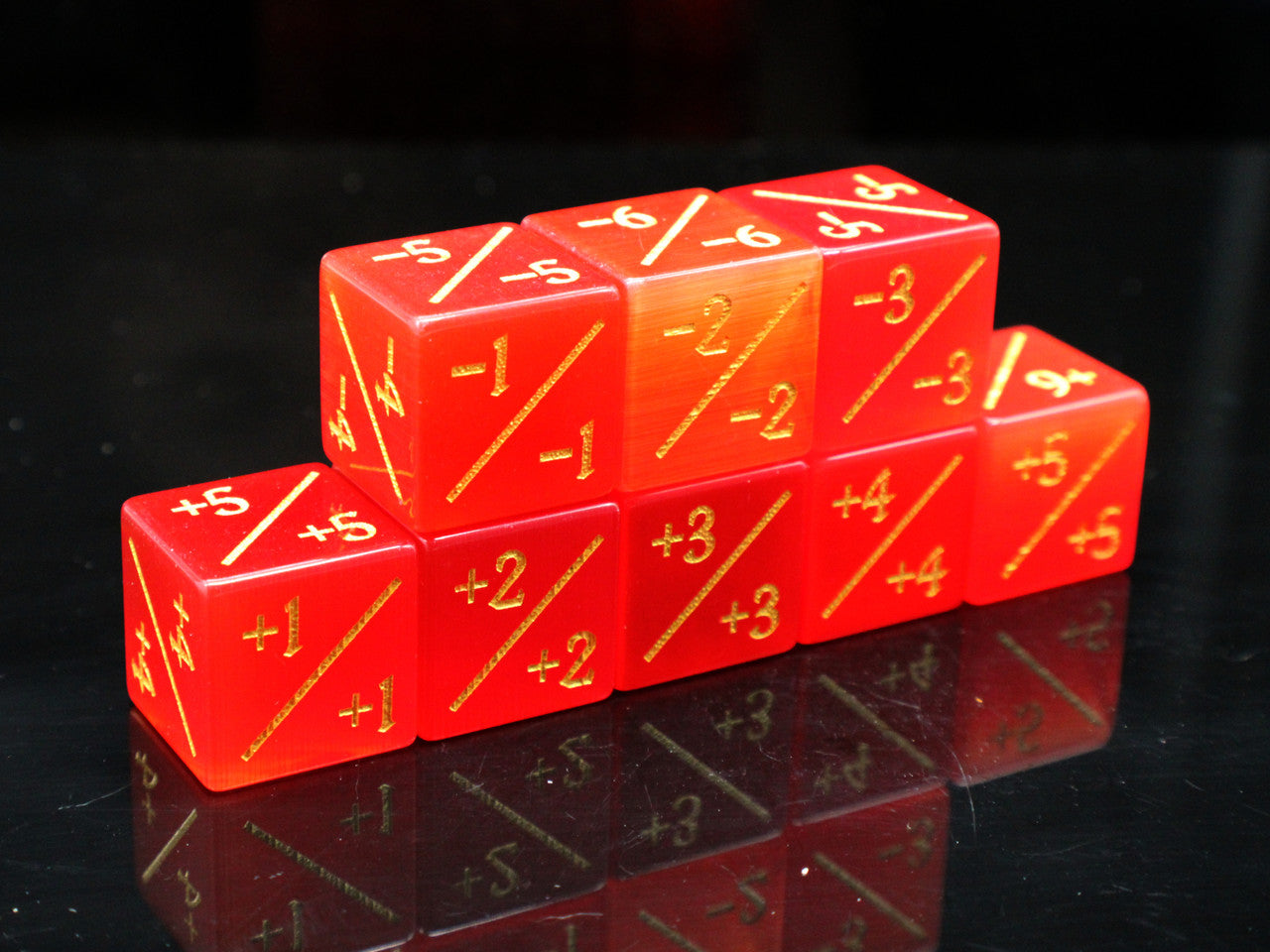 Old School Dice - Gemstone +/- Counter Dice - Red