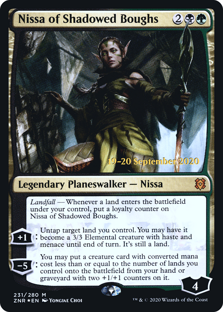 Nissa of Shadowed Boughs (PRE-231) [Zendikar Rising Promos] Foil