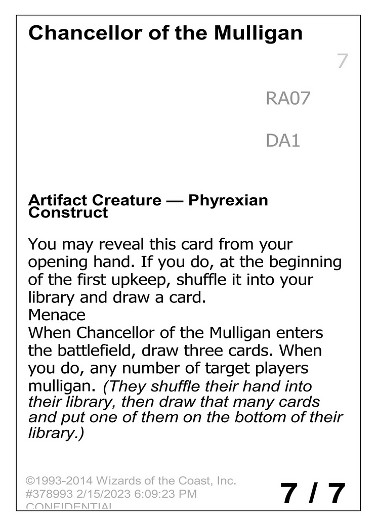 Chancellor of the Mulligan (UNK-RA07B) [Unknown Event]