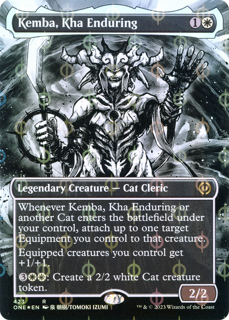 Kemba, Kha Enduring (Borderless) (Step-and-Compleat Foil) (ONE-423) (Showcase) [Phyrexia: All Will Be One] Foil