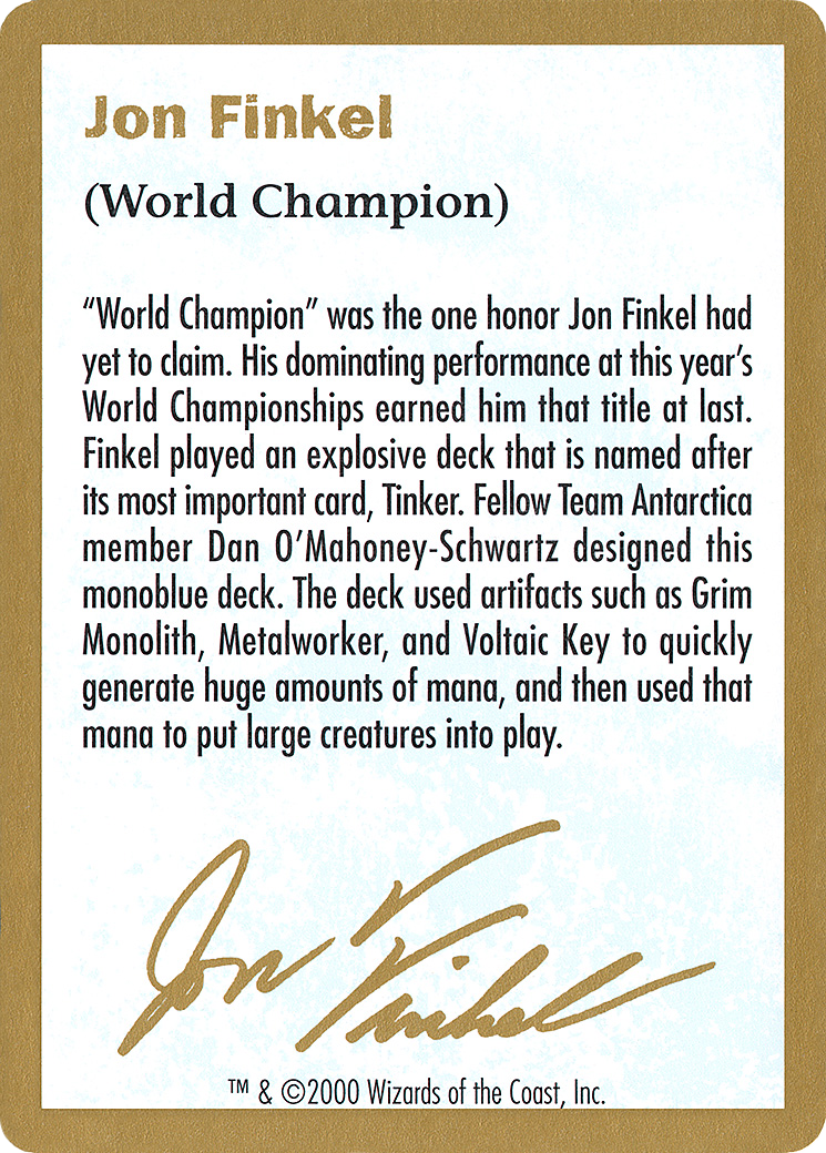 Jon Finkel Bio (WCD-JF0A) [World Championship Decks 2000]