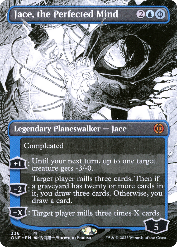 Jace, the Perfected Mind (Borderless) (ONE-336) (Showcase) [Phyrexia: All Will Be One] Foil