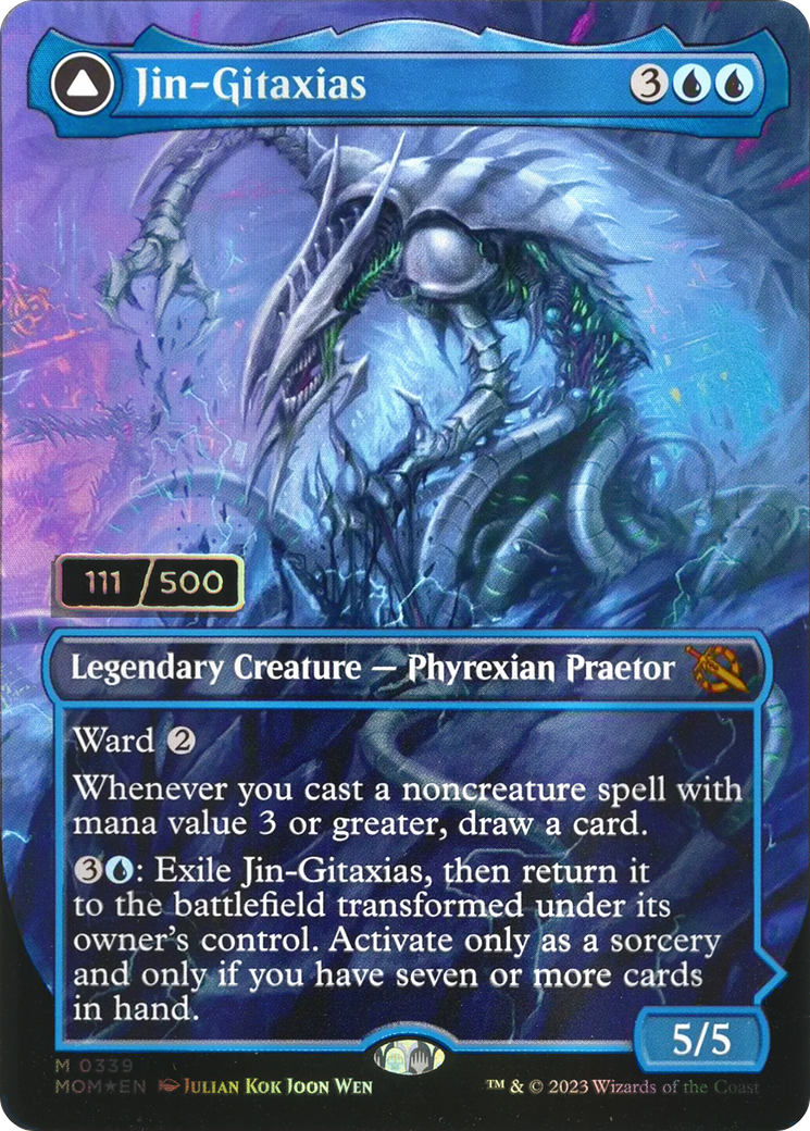 Jin-Gitaxias (Serial Numbered) (MOM-339) (Borderless) [March of the Machine] Foil