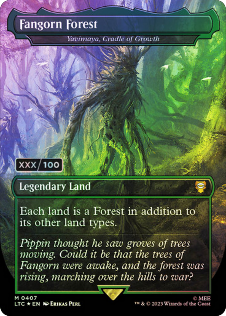 Fangorn Forest - Yavimaya, Cradle of Growth (Serial Numbered) (LTC-407Z) (Borderless) [Tales of Middle-earth Commander] Foil