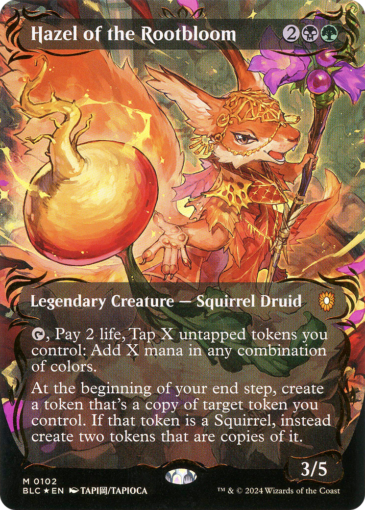 Hazel of the Rootbloom (Borderless) (Raised Foil) (BLC-102) [Bloomburrow Commander] Foil