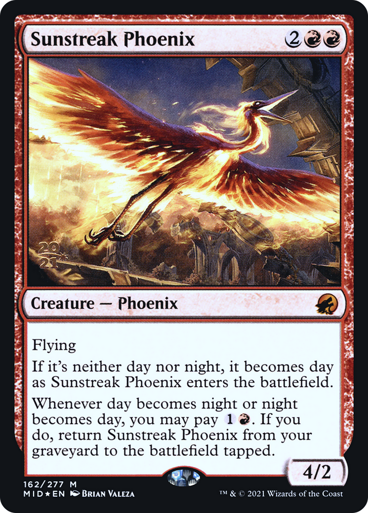 Sunstreak Phoenix (PRE-162) [Innistrad: Midnight Hunt Promos] Foil