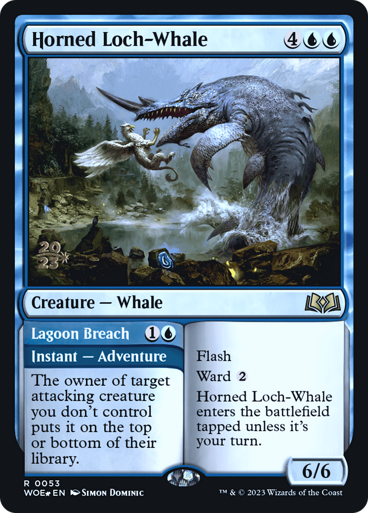 Horned Loch-Whale (PRE-053) [Wilds of Eldraine Promos] Foil