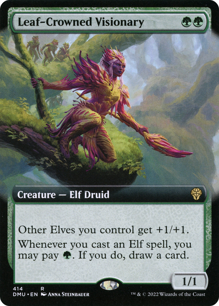 Leaf-Crowned Visionary (Extended Art) (DMU-414) [Dominaria United] Foil