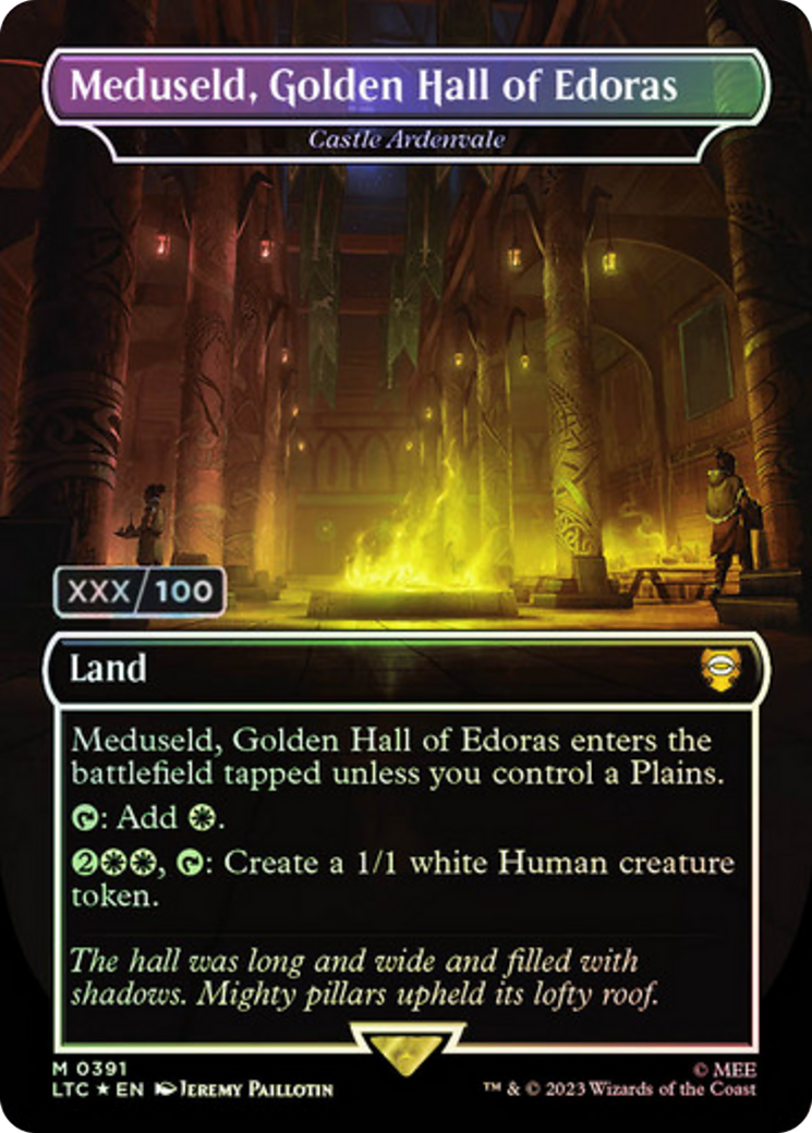 Meduseld, Golden Hall of Edoras - Castle Ardenvale (Serial Numbered) (LTC-391Z) (Borderless) [Tales of Middle-earth Commander] Foil
