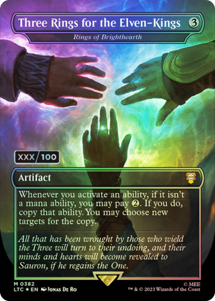 Three Rings for the Elven-Kings - Rings of Brighthearth (Serial Numbered) (LTC-382Z) (Borderless) [Tales of Middle-earth Commander] Foil