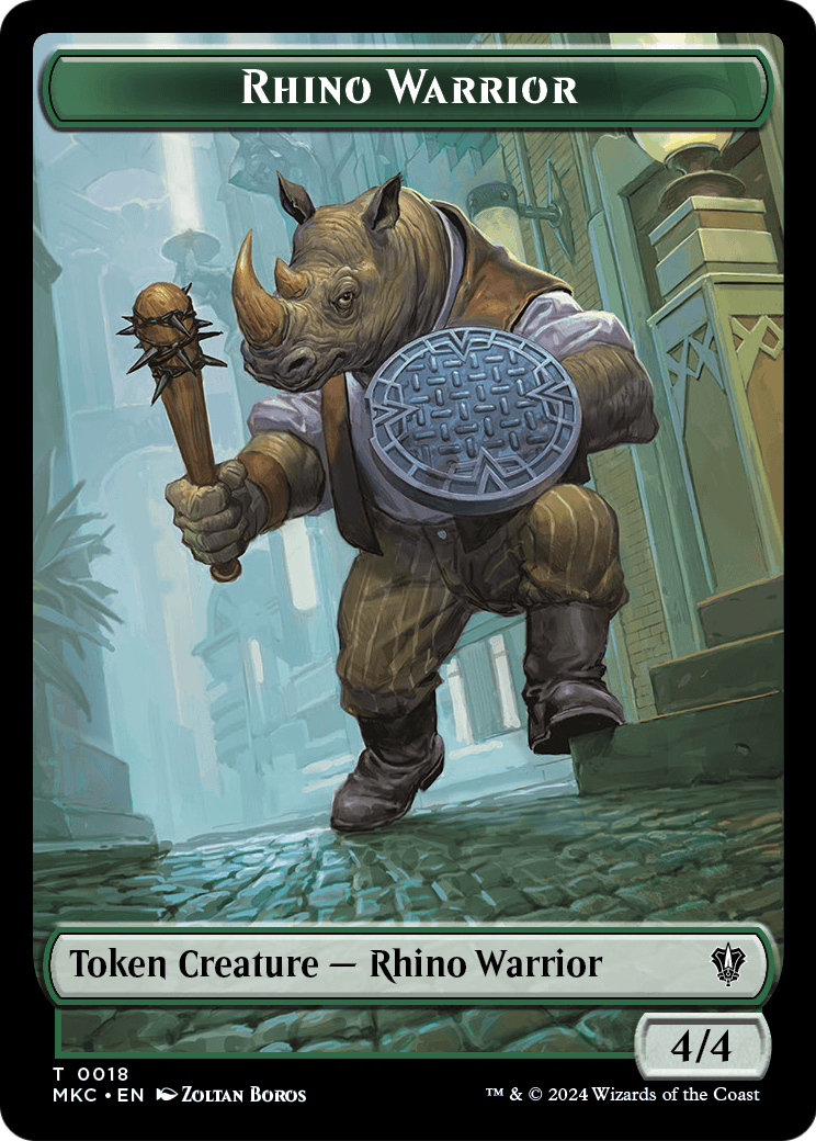 Rhino Warrior (TMKC-018) [Murders at Karlov Manor Commander Tokens] Foil
