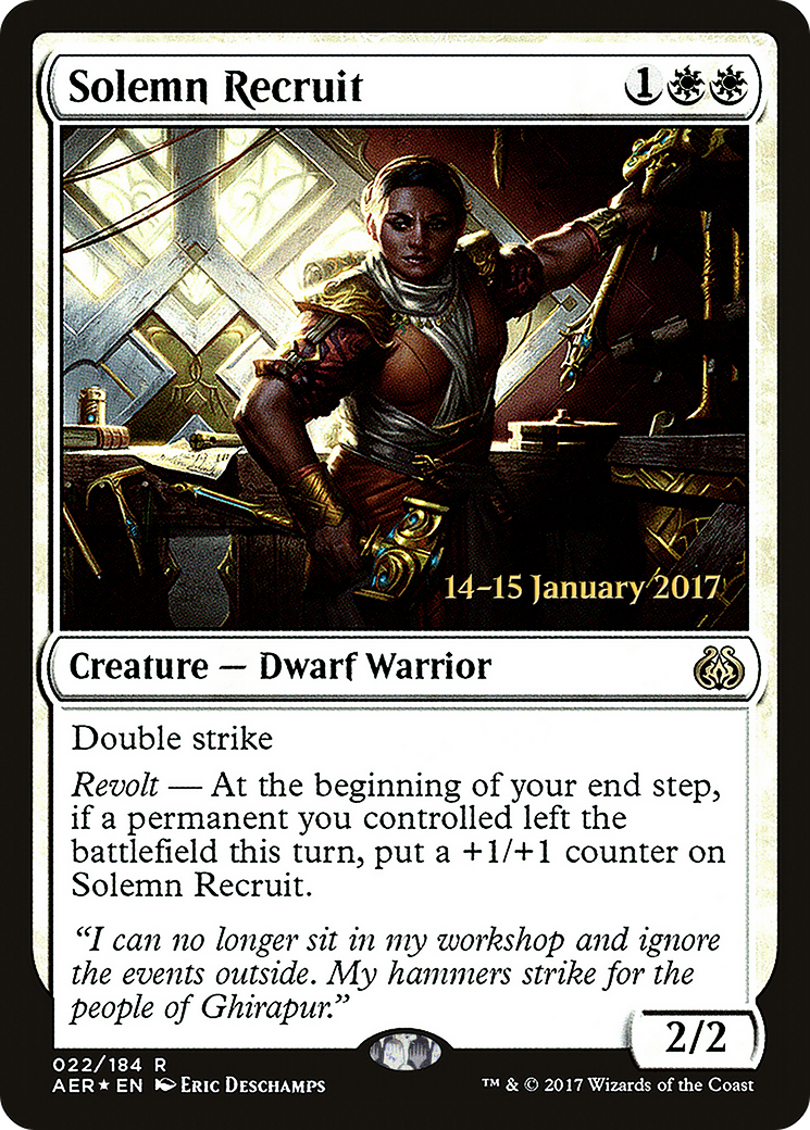 Solemn Recruit (PRE-022) [Aether Revolt Promos] Foil