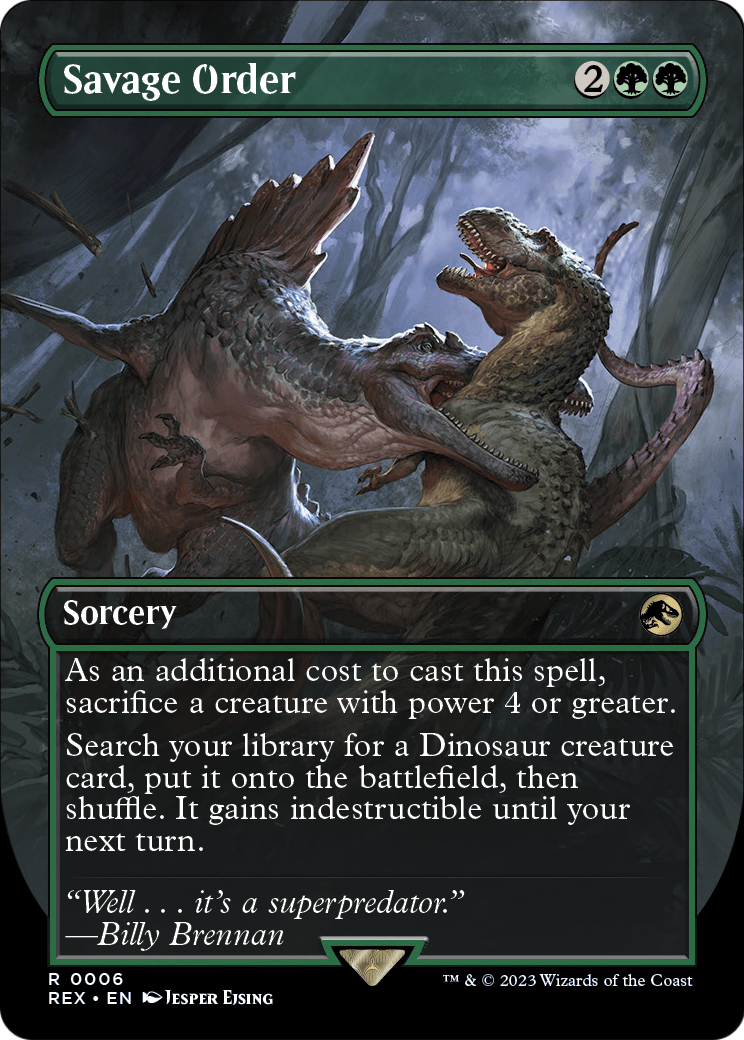 Savage Order (Borderless) (REX-006) [Jurassic World Collection] Foil