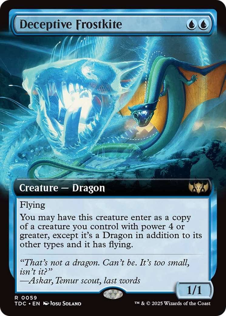 Deceptive Frostkite (Extended Art) (TDC-059) [Commander: Tarkir: Dragonstorm]