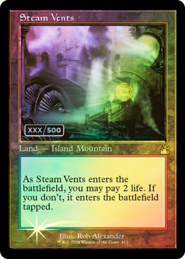 Steam Vents (Retro Frame) (Serial Numbered) (RVR-412) [Ravnica Remastered] Foil