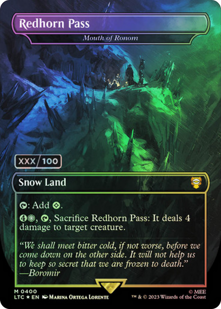 Redhorn Pass - Mouth of Ronom (Serial Numbered) (LTC-400Z) (Borderless) [Tales of Middle-earth Commander] Foil