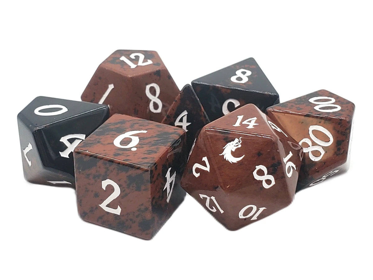 Old School Dice - Golden Swan Gemstone 7-Piece Dice Set