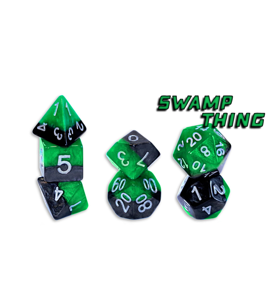 Gate Keeper Games - Halfsies Dice - 'Swamp Thing' 7 Die Set