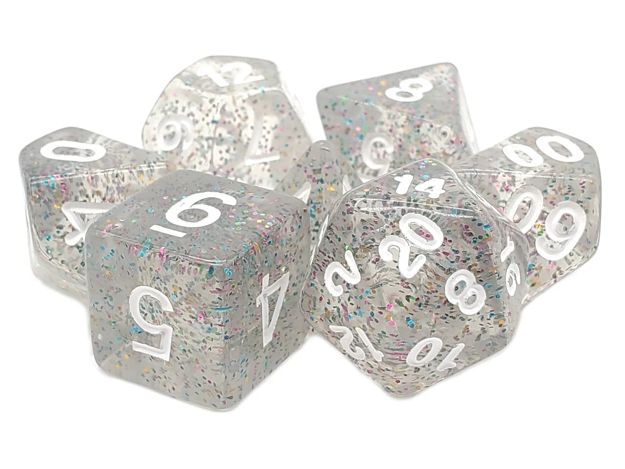 Old School Dice - Particles: Happy New Year! 7 Die Set