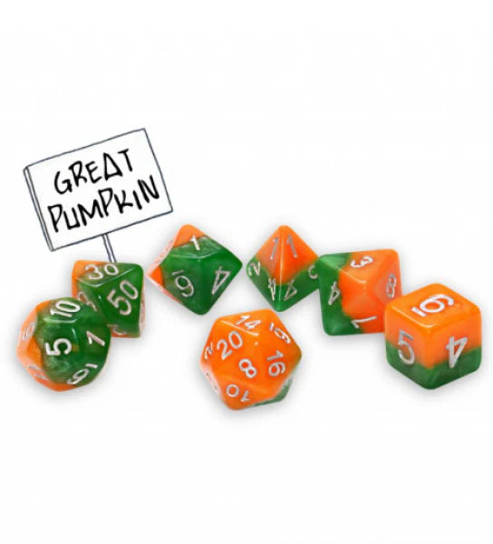 Gate Keeper Games - Halfsies Dice - 'Great Pumpkin' 7 Die Set
