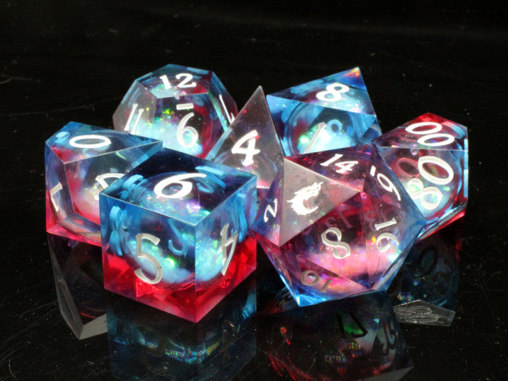 Old School Dice - Space Fury - Liquid Infused Sharp Edged 7 Die Set